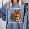 Life Is Better With Butterflies And Books Cute Butterfly Comfort Colors Sweatshirt Denim