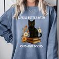 Life Is Better With Cats And Books Cute Cat Lover For Men Women Kids Comfort Colors Sweatshirt Denim Life Is Better With Cats And Books Cute Cat Lover For Men Women Kids Comfort Colors Sweatshirt Denim