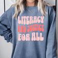 Literacy And Justice For All Book Lover Comfort Colors Sweatshirt Denim