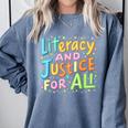 Literacy And Justice For All Protect Banned Books Library Comfort Colors Sweatshirt Denim