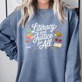 Literacy And Justice For All Protect Libraries Banned Books Comfort Colors Sweatshirt Denim Literacy And Justice For All Protect Libraries Banned Books Comfort Colors Sweatshirt Denim