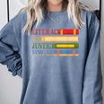 Literacy And Justice For All Reading Book Club Librarian Comfort Colors Sweatshirt Denim Literacy And Justice For All Reading Book Club Librarian Comfort Colors Sweatshirt Denim