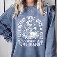 I Look Better Bent Over a Book Proud Smut Reader Skeleton Comfort Colors Sweatshirt Denim