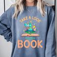 Take a Look It's In a Book Reading Teacher Book Lover Comfort Colors Sweatshirt Denim