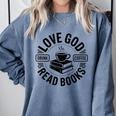 Love God Drink Coffee Read Books Christian Book Lover Comfort Colors Sweatshirt Denim Love God Drink Coffee Read Books Christian Book Lover Comfort Colors Sweatshirt Denim