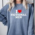 I Love Heart Fictional Men Simple Cute Books Reading Comfort Colors Sweatshirt Denim