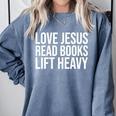 Love Jesus Read Books Lift Heavy Comfort Colors Sweatshirt Denim