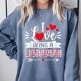 I Love Being A Librarian Library Book Valentine's Day Comfort Colors Sweatshirt Denim