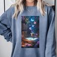Magic Books Butterflies Fantasy Nature Tea Enchanting Comfort Colors Sweatshirt Denim