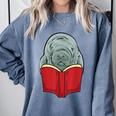 Manatee Reading Books Sea Animal Manatee Comfort Colors Sweatshirt Denim