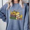 Mardi Gras Book Lover Reading Reader Men Women Kids Comfort Colors Sweatshirt Denim
