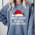 Matching Christmas PJS Most Likely To Read A Book Comfort Colors Sweatshirt Denim