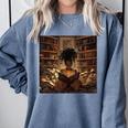 Melanin Afro Women Educated Reading Book History Comfort Colors Sweatshirt Denim Melanin Afro Women Educated Reading Book History Comfort Colors Sweatshirt Denim