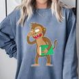 Monkey With a Book Comfort Colors Sweatshirt Denim Monkey With a Book Comfort Colors Sweatshirt Denim