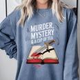 Murder Mystery And a Cup Of Tea Book Humor Comfort Colors Sweatshirt Denim