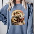 Nerdy Bearded Dragon Glasses Book Reading Comfort Colors Sweatshirt Denim Nerdy Bearded Dragon Glasses Book Reading Comfort Colors Sweatshirt Denim
