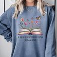 a New Chapter Begins Retired 2025 Floral Book Retirement Comfort Colors Sweatshirt Denim a New Chapter Begins Retired 2025 Floral Book Retirement Comfort Colors Sweatshirt Denim