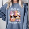 I Have No Shelf Control Ghost Reading Books Pun Comfort Colors Sweatshirt Denim