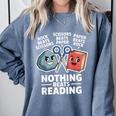 Nothing Beats Reading Rock Paper Scissors Book Lover Comfort Colors Sweatshirt Denim