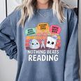 Nothing Beats Reading Rock Paper Scissors Books Lover Comfort Colors Sweatshirt Denim