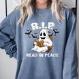 October Reading And Library Awareness Books And Boos Comfort Colors Sweatshirt Denim October Reading And Library Awareness Books And Boos Comfort Colors Sweatshirt Denim