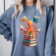 Octopus Book Reading Book Reader Ocean Octopus Comfort Colors Sweatshirt Denim