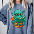 Octopus Reading Book Reading Bookworm Reader Comfort Colors Sweatshirt Denim