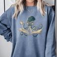 Octopus Reading Book Coffee Book Lover Bookworm Nerd Comfort Colors Sweatshirt Denim