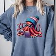 Octopus Reading Book Kraken Book Lover Comfort Colors Sweatshirt Denim
