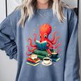 Octopus Reading Books Tea Coffee Comfort Colors Sweatshirt Denim