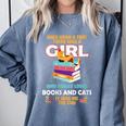 Once Upon A Time There Was A Girl Who Loves Books And Cats Comfort Colors Sweatshirt Denim