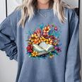 Open Book With Colorful Floral Reading Magic Comfort Colors Sweatshirt Denim Open Book With Colorful Floral Reading Magic Comfort Colors Sweatshirt Denim