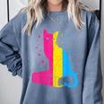 Pansexual Pride Celestial Cat Sitting Book LGBTQ Pan Colors Men Women Comfort Colors Sweatshirt Denim Pansexual Pride Celestial Cat Sitting Book LGBTQ Pan Colors Men Women Comfort Colors Sweatshirt Denim