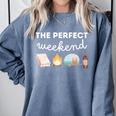 The Perfect Weekend Camping Essentials Wine Books Campfire Comfort Colors Sweatshirt Denim