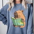 Pet Capybara Is Reading Library Capy Word Book Day Teacher Men Women Kids Comfort Colors Sweatshirt Denim Pet Capybara Is Reading Library Capy Word Book Day Teacher Men Women Kids Comfort Colors Sweatshirt Denim