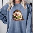 Porcupine Reading Book Hedgehog Book Lover Comfort Colors Sweatshirt Denim Porcupine Reading Book Hedgehog Book Lover Comfort Colors Sweatshirt Denim