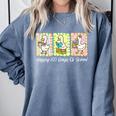 Preppy 100 Days Of School Goose Coffee Books Teacher Life Comfort Colors Sweatshirt Denim