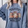 Proud Introverted Book Club Anti Social Reader Pet Cat Comfort Colors Sweatshirt Denim