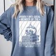 PROUDLY ANTI-SOCIAL MEMBER OF THE Introverted Book Club Comfort Colors Sweatshirt Denim
