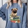 Pug Dog Reading Book Coffee Read Books Be Kind Stay Weird Comfort Colors Sweatshirt Denim Pug Dog Reading Book Coffee Read Books Be Kind Stay Weird Comfort Colors Sweatshirt Denim
