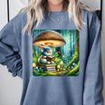 Rabbit Reading Book Under Large Mushroom Easter Bandana Comfort Colors Sweatshirt Denim Rabbit Reading Book Under Large Mushroom Easter Bandana Comfort Colors Sweatshirt Denim