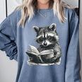 Raccoon With Book Cute Raccoons Reading Books Comfort Colors Sweatshirt Denim Raccoon With Book Cute Raccoons Reading Books Comfort Colors Sweatshirt Denim