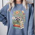 Raccoon Books Reading Flowers Comfort Colors Sweatshirt Denim Raccoon Books Reading Flowers Comfort Colors Sweatshirt Denim