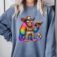 Rainbow Pride Bigfoot Reading Book With Heart Glasses Comfort Colors Sweatshirt Denim