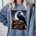 Raven On A Stack Of Books Wisdom Of Odin Comfort Colors Sweatshirt Denim