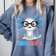 I Read Alotl Cute Axolotl Reading Book Lover Comfort Colors Sweatshirt Denim