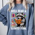Well Read & Slightly Feral Raccoon Book Lover Graphic Comfort Colors Sweatshirt Denim Well Read & Slightly Feral Raccoon Book Lover Graphic Comfort Colors Sweatshirt Denim