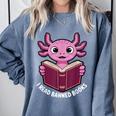 I Read Banned Books Axolotl Reading Comfort Colors Sweatshirt Denim