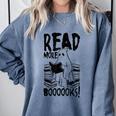 Read More Books Ghost Halloween Reading Teacher Literacy Comfort Colors Sweatshirt Denim Read More Books Ghost Halloween Reading Teacher Literacy Comfort Colors Sweatshirt Denim