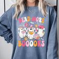 Read More Books Ghosts Reading Book Teacher Halloween Comfort Colors Sweatshirt Denim